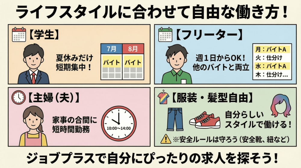 ライフスタイルに合わせて選べる柔軟なシフト体制
