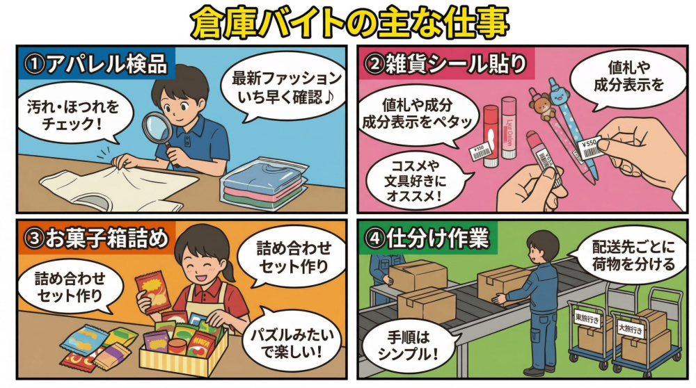 倉庫バイトの主な仕事