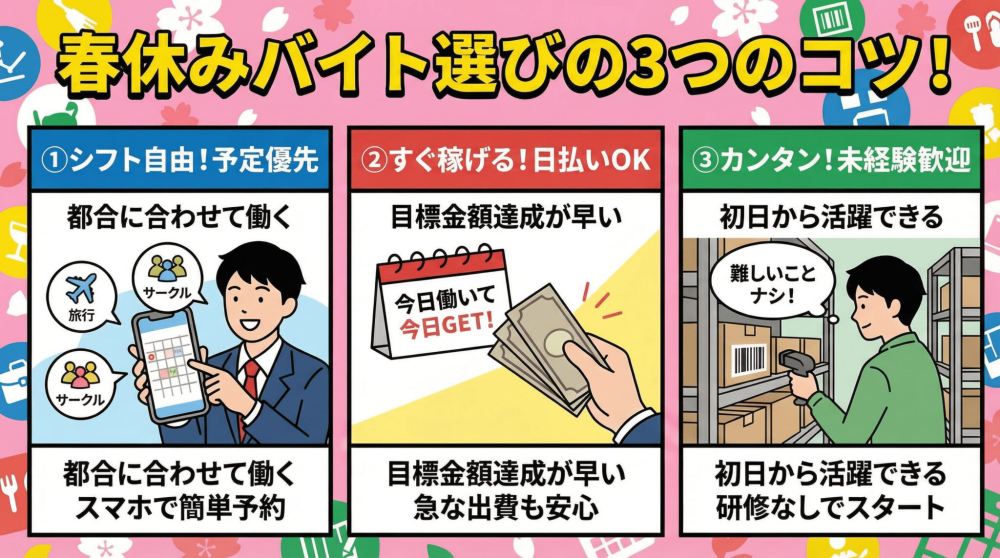 春休みに学生がバイトを選ぶ際のポイント