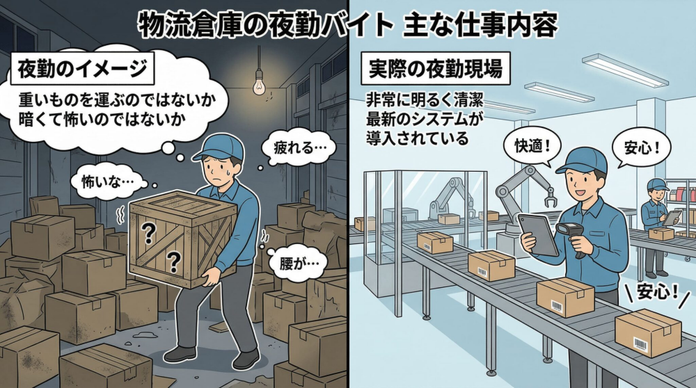 物流倉庫における夜勤バイトの主な仕事内容