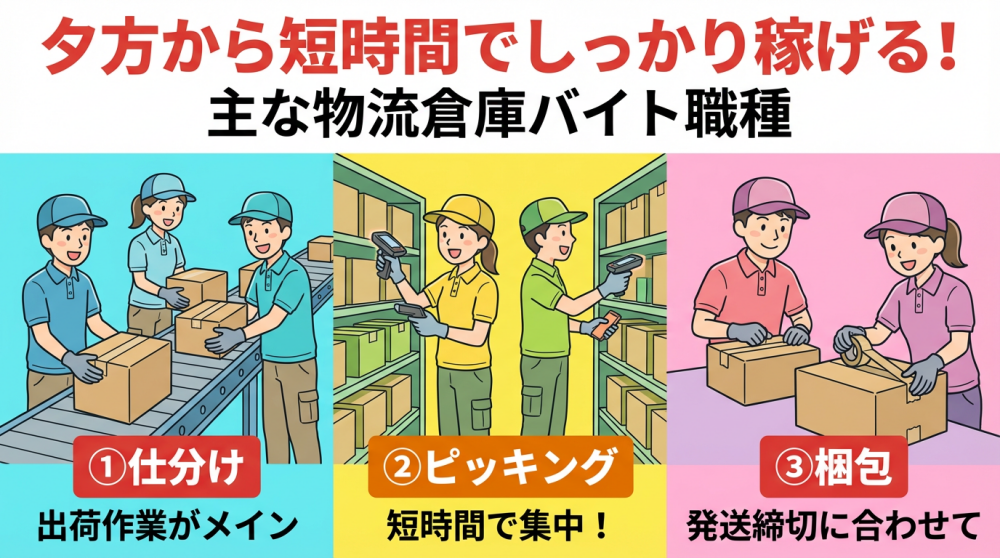 夕方から短時間でしっかり稼げる主な職種