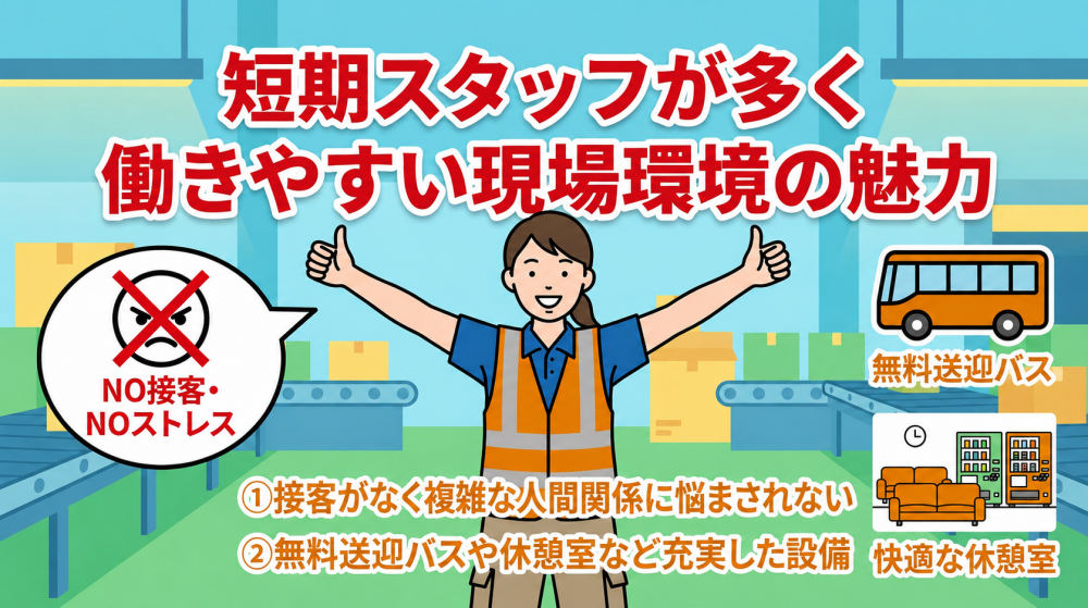 短期スタッフが多く働きやすい現場環境の魅力